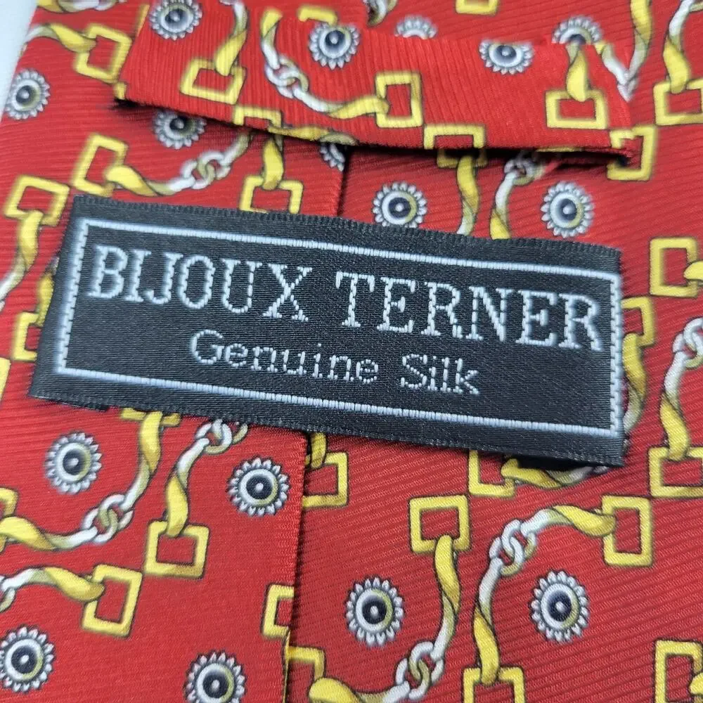 BIJOUX TERNER Red Horsebit 100% Silk Neck Tie 62